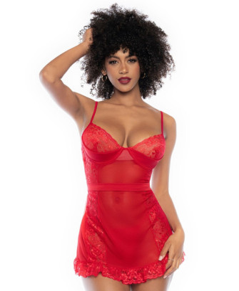Nuisette rouge et string assorti 